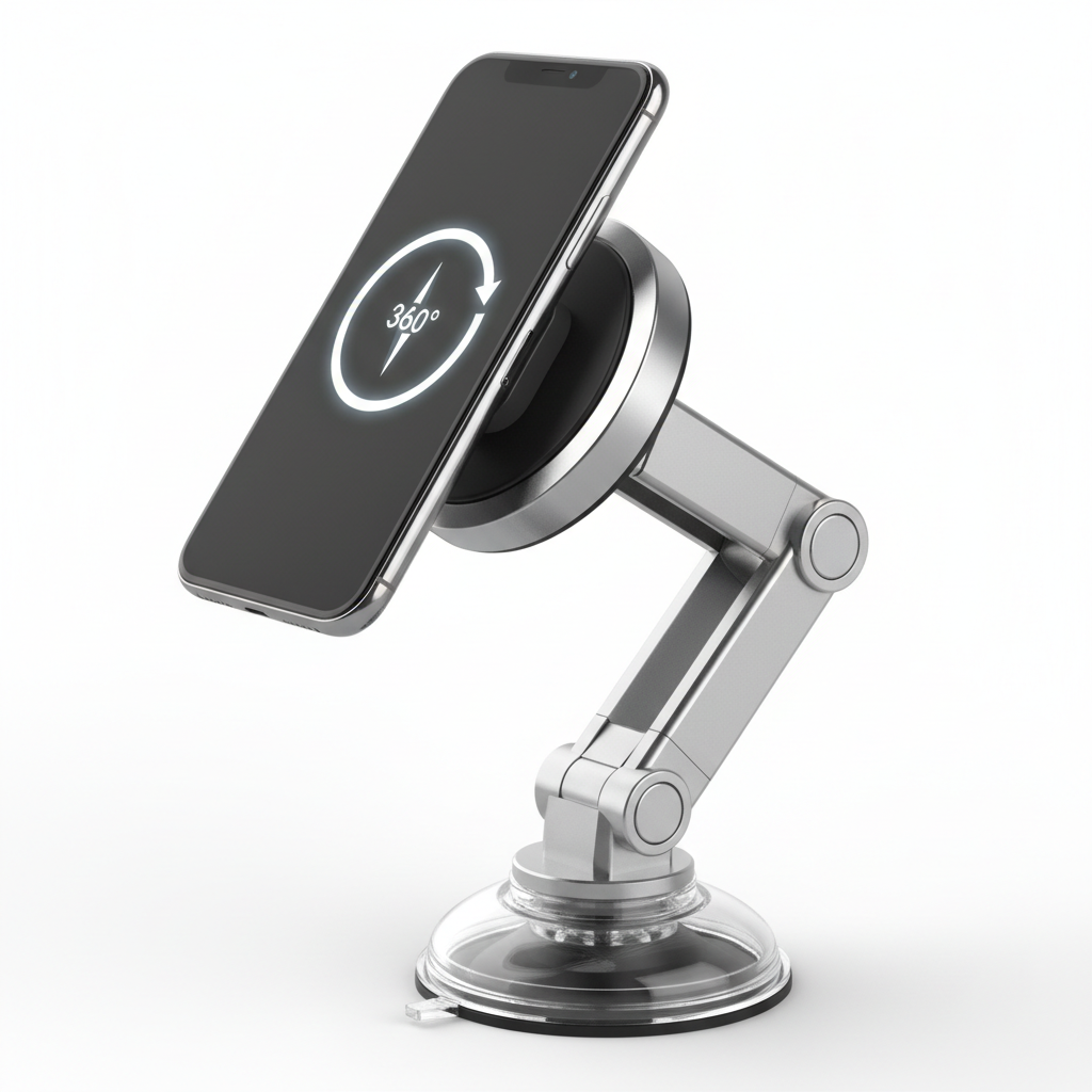 360° Adjustable Ultra Vacuum Magnetic Car Phone Holder Hands-Free Magnetic Suction Cup Mount for Gym, Makeup ,Shower ,Mirror, Gaming Room Compatible with Mag Safe iPhone & Android
